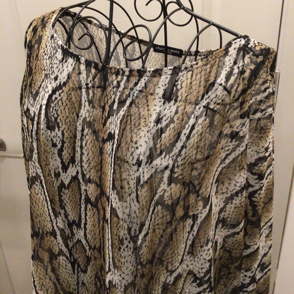 Cha Cha Vente Sheer Snakeskin Tunic Cover Up - Picture 2 of 7